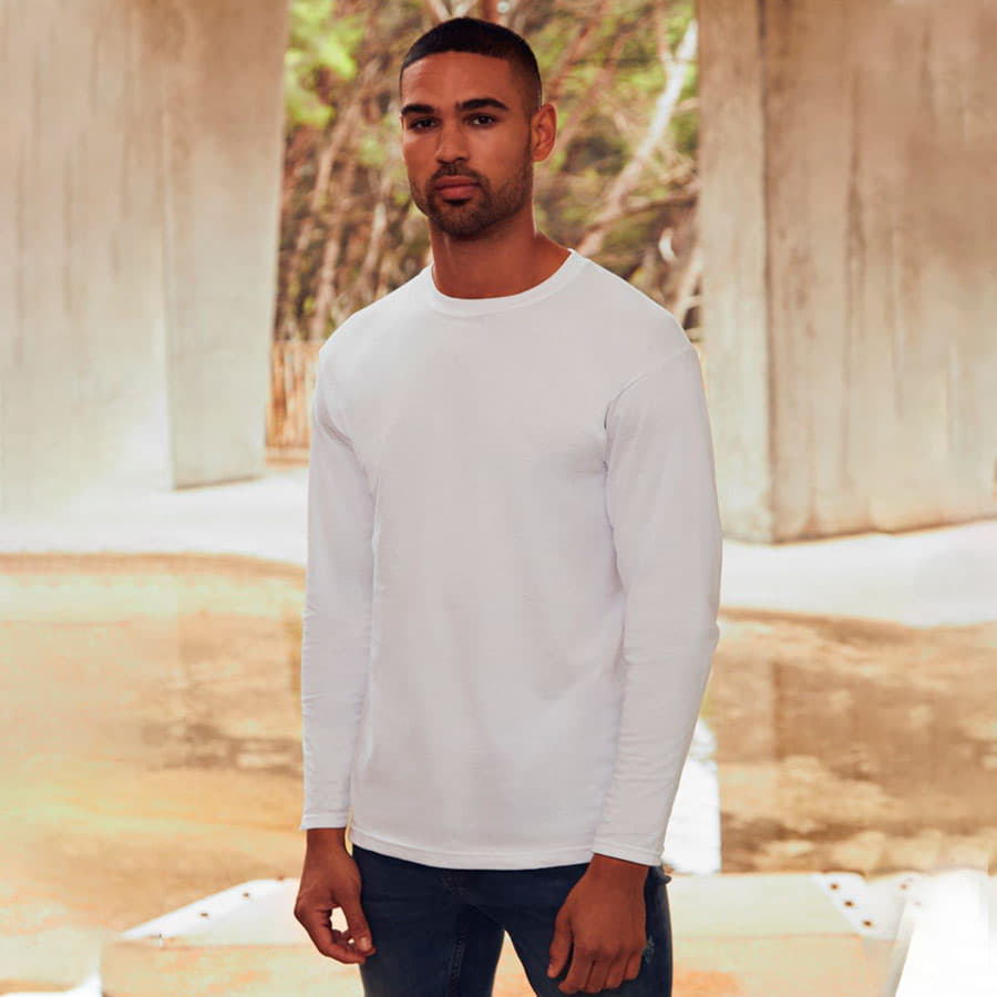 Футболка мужская SUPER PREMIUM LONG SLEEVE 190, белый-3