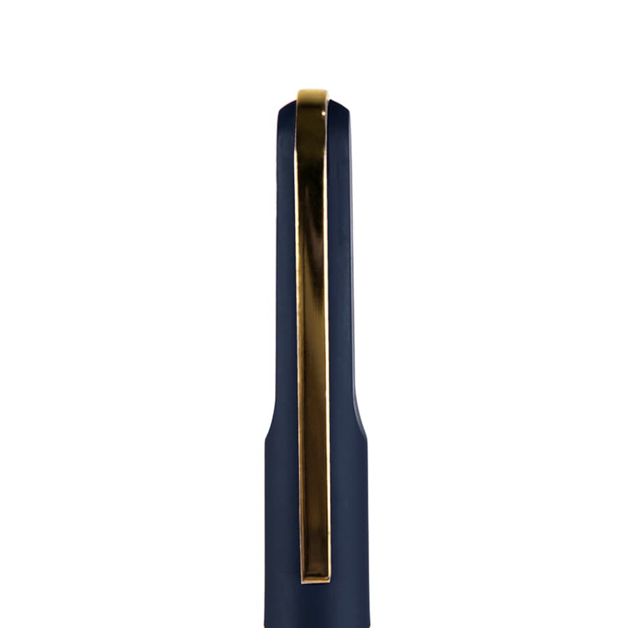 Ручка шариковая FARO, покрытие soft touch, синий, золотистый-2