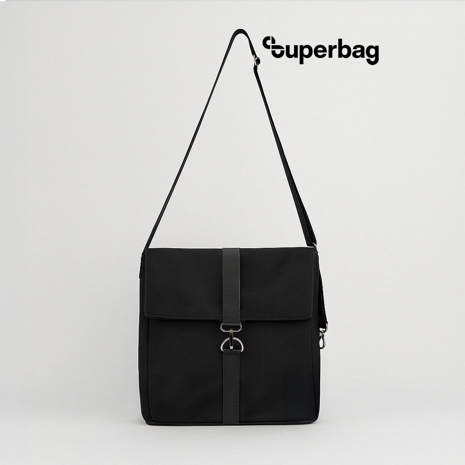 Шоппер Superbag Companion, с тремя отделениями, боковым креплением (карабин) и карманом (черный)-0