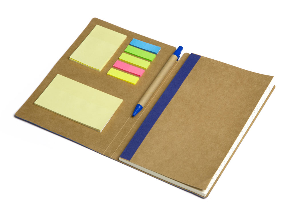 Блокнот с ручкой и набором стикеров А5 Write and stick, синий-1