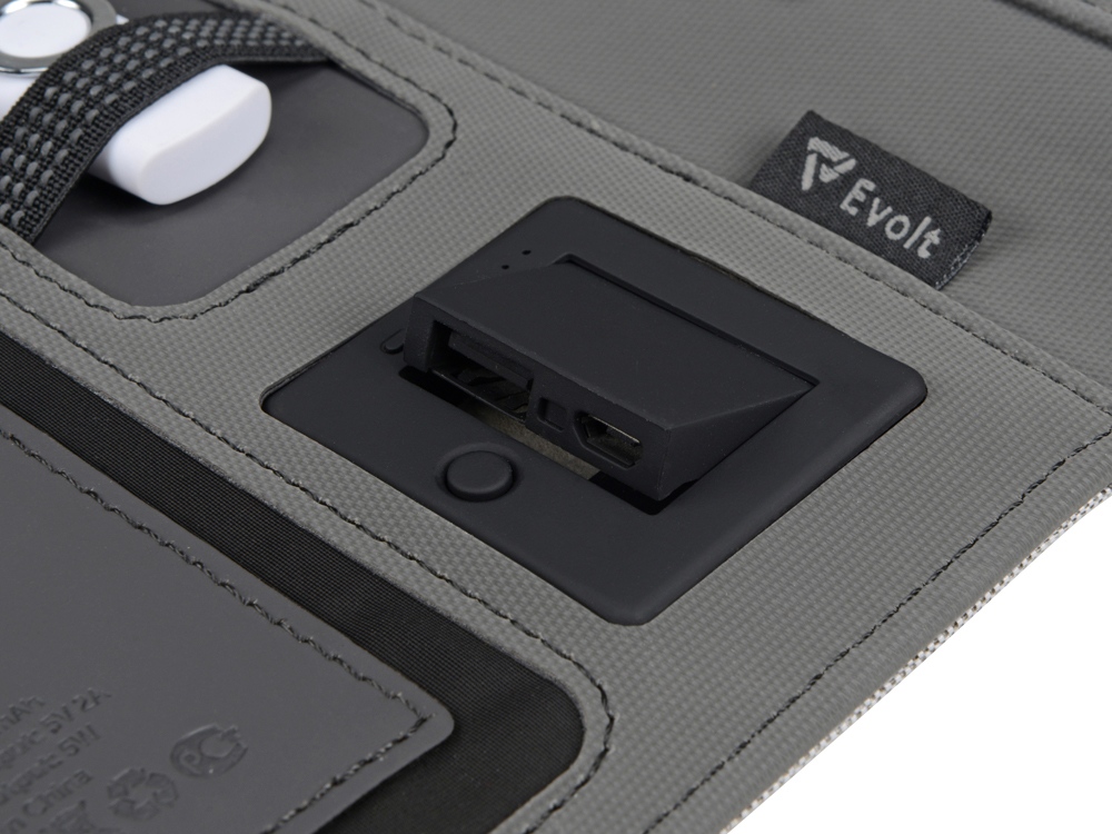 Органайзер с беспроводной зарядкой 5000 mAh Powernote, темно-серый-4