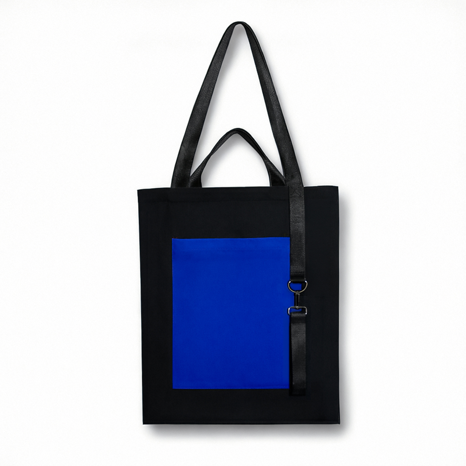 Шоппер Superbag Big Pocket, с карманом на молнии (черный с синим)-2