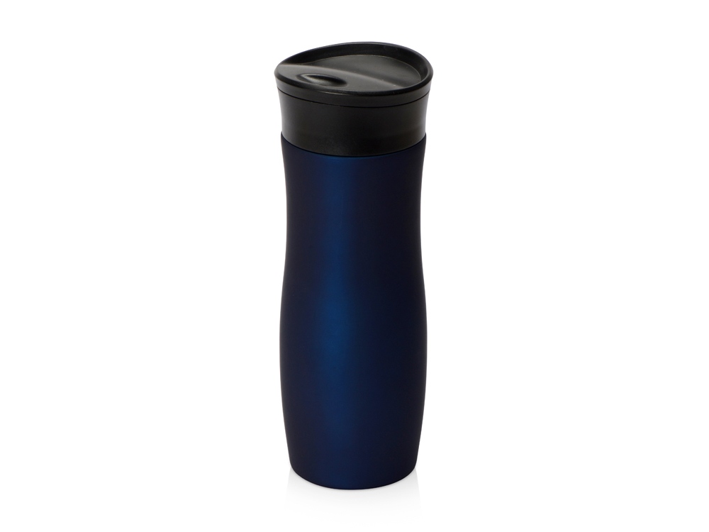 Вакуумная термокружка с кнопкой Streamline, Waterline, soft-touch, тубус, темно-синий-1