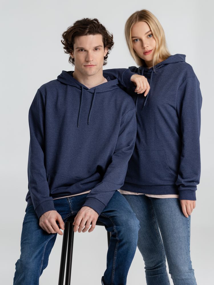Толстовка с капюшоном унисекс Hoodie, синий меланж-10