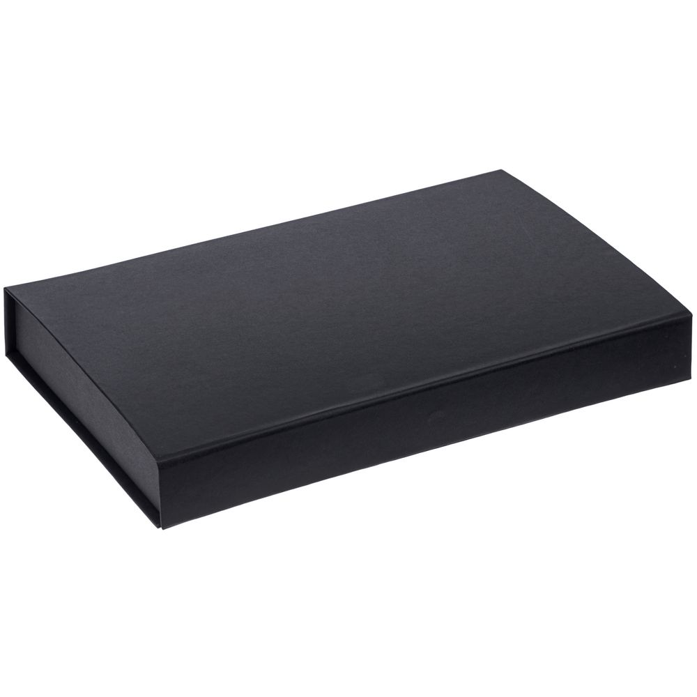 Коробка Silk с ложементом под ежедневник 13x21 см, флешку и ручку, ver. 2, черная-2