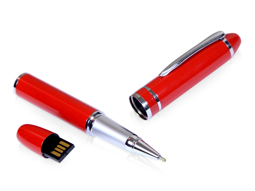 USB-флешка на 32 Гб в виде ручки с мини чипом, красный-0