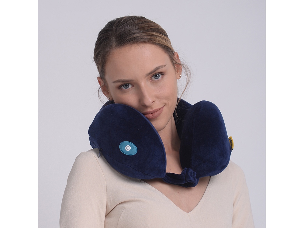 Подушка для путешествий со встроенным массажером Massage Tranquility Pillow, синий-8