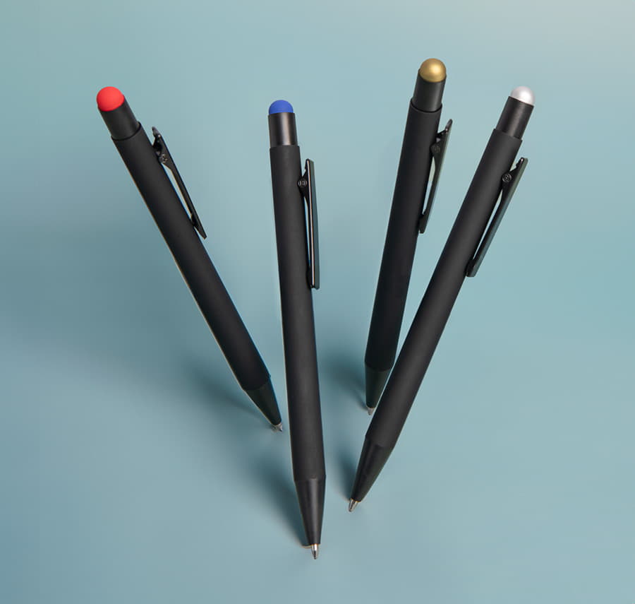 Ручка шариковая FACTOR BLACK со стилусом, черный, красный-4