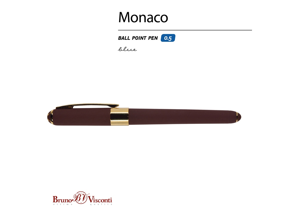 Ручка пластиковая шариковая Monaco, 0,5мм, синие чернила, коричневый-1
