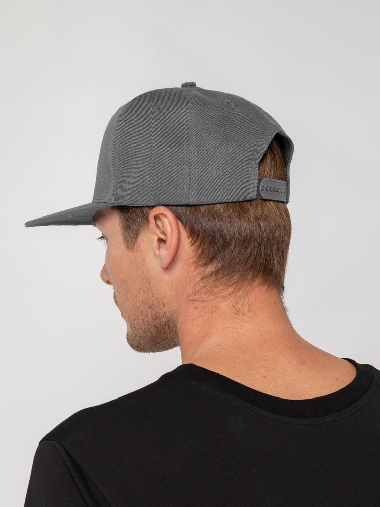 Бейсболка Snapback с прямым козырьком, серая-5