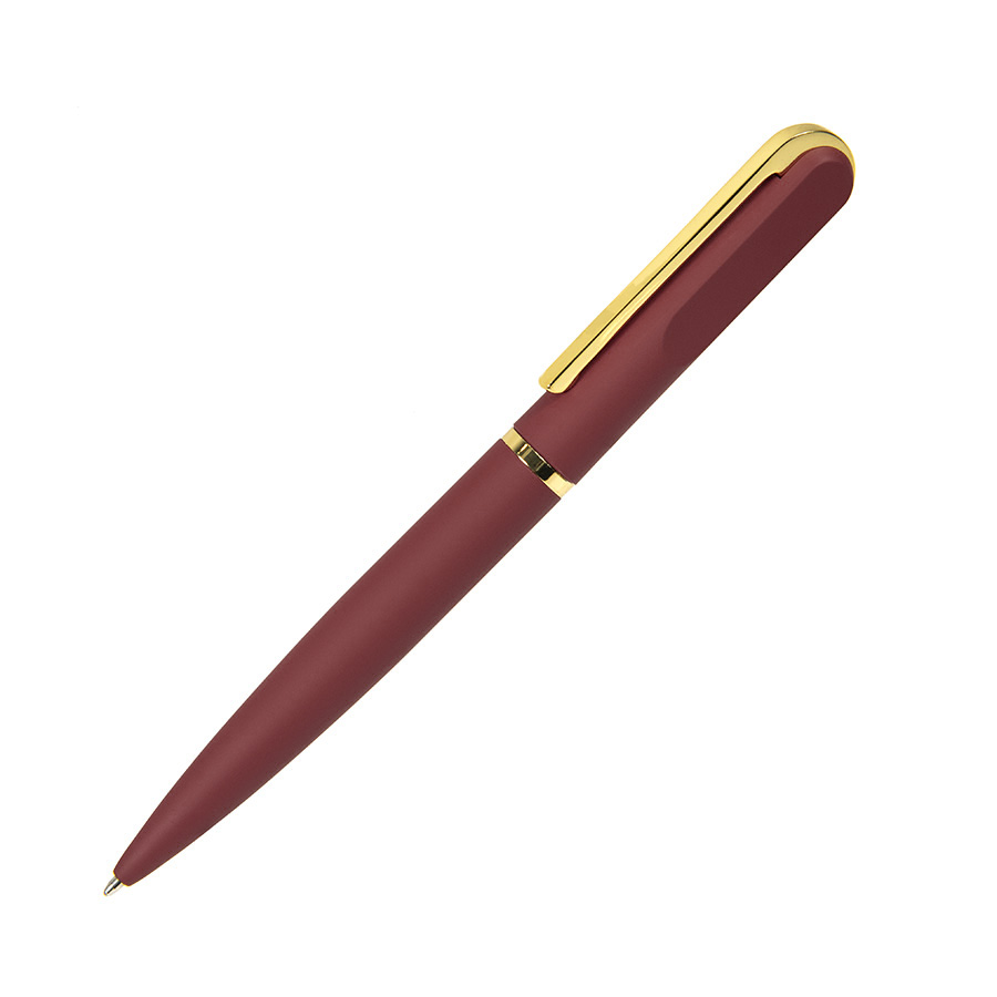 Ручка шариковая FARO, покрытие soft touch, бордовый, золотистый-0