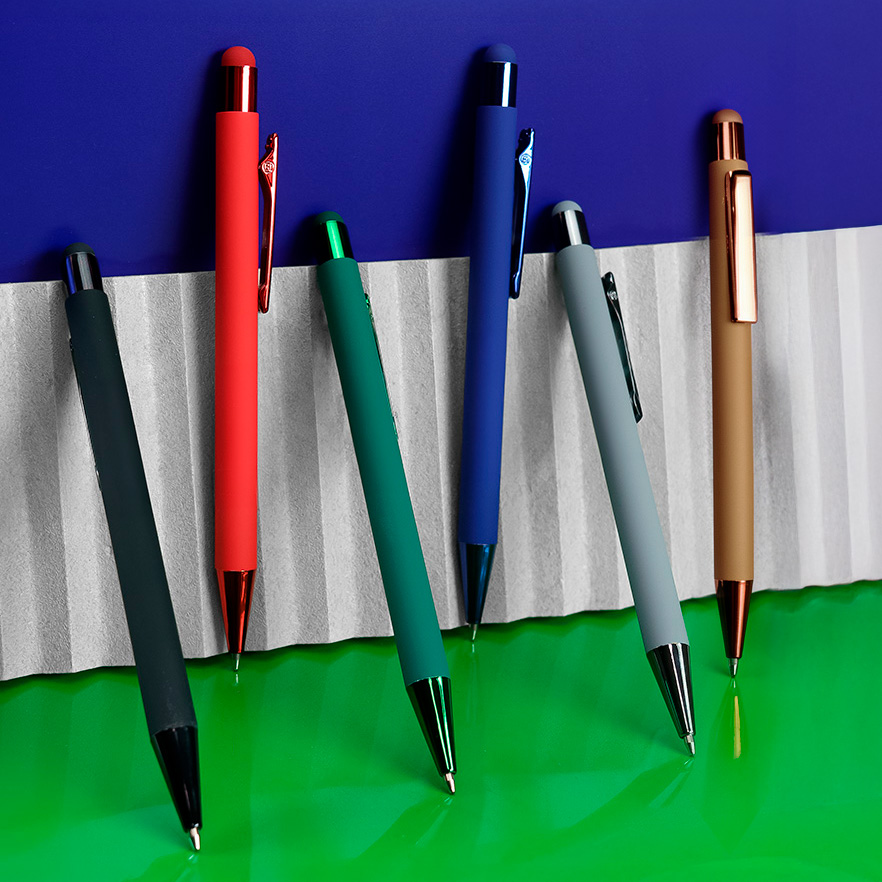 Ручка шариковая FACTOR COLOR со стилусом, золотой, золотистый-4