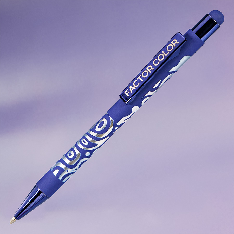 Ручка шариковая FACTOR COLOR со стилусом, синий-1