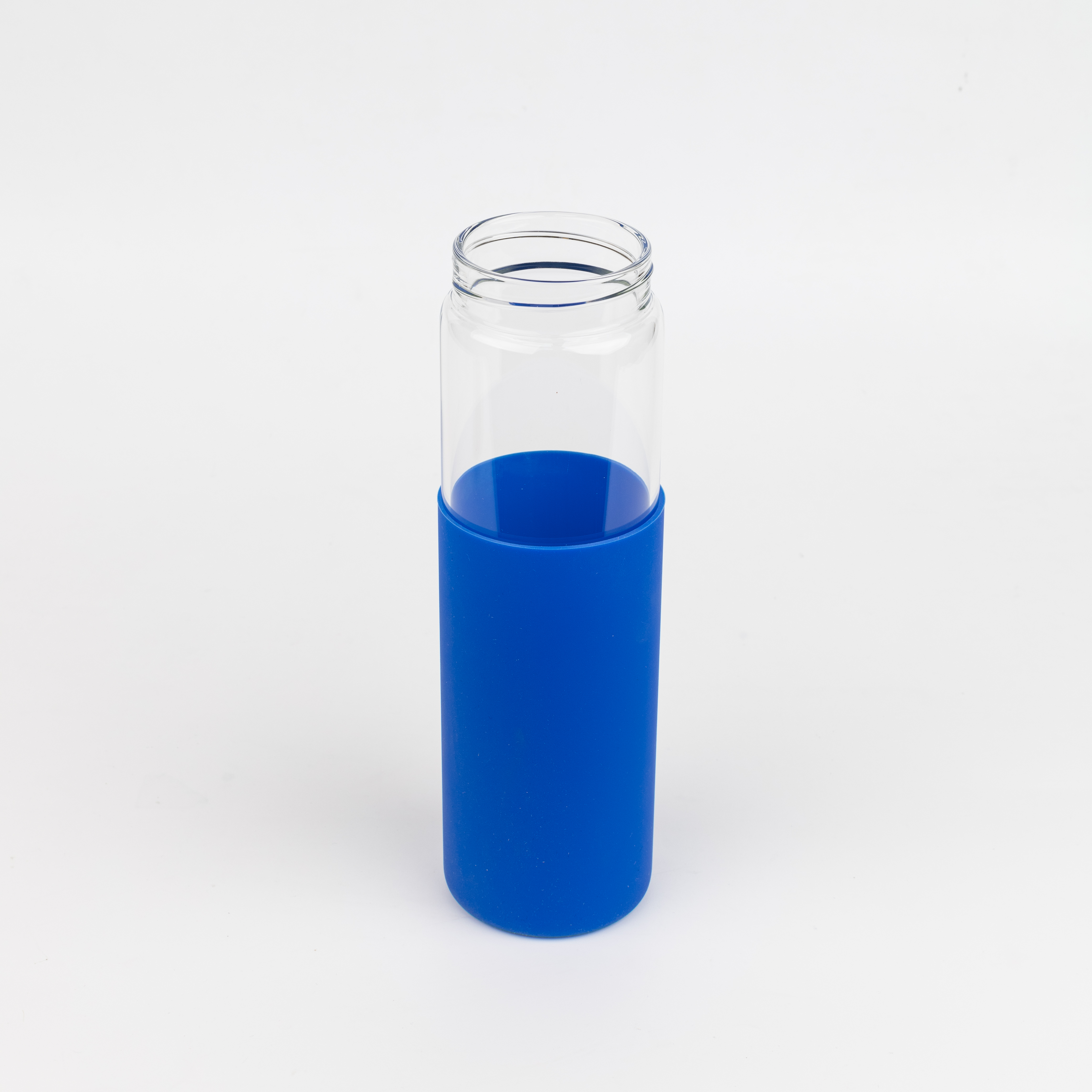 Бутылка стеклянная с силиконовой манжетой и бамбуковой крышкой  Glass, Синий-2