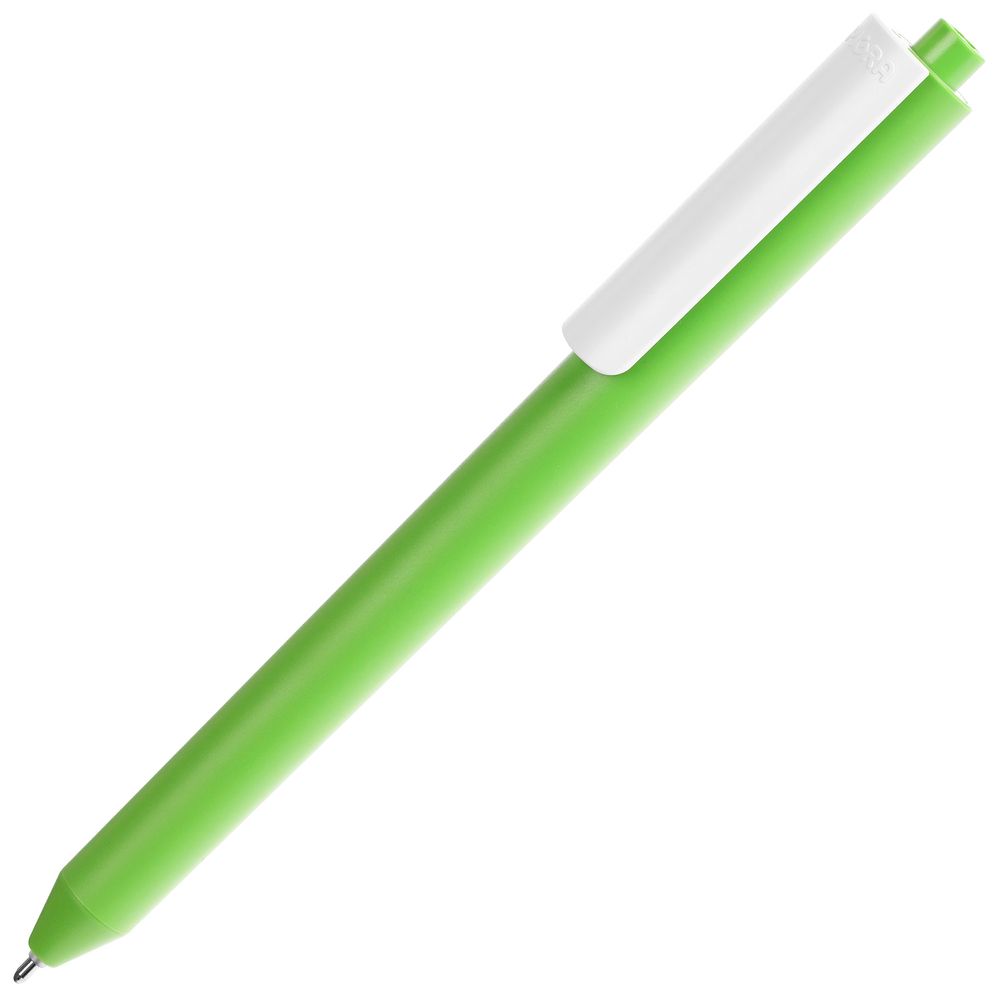 Ручка шариковая Pigra P03 Mat, светло-зеленая с белым-0