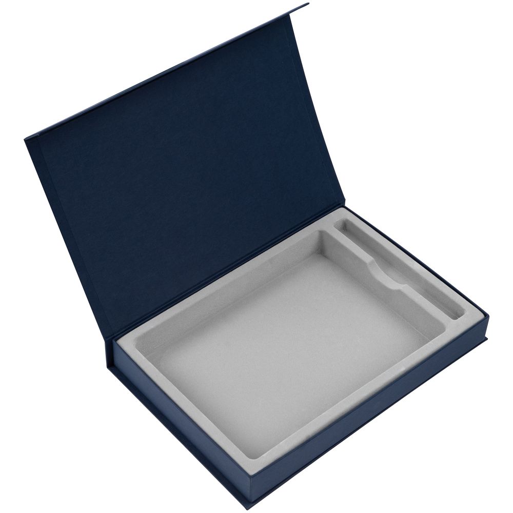 Коробка Silk с ложементом под ежедневник 15х21 см и ручку, ver.2, темно-синяя-1