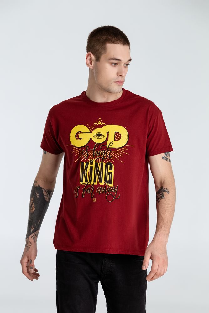 Футболка A God is High, гранатово-красная-1