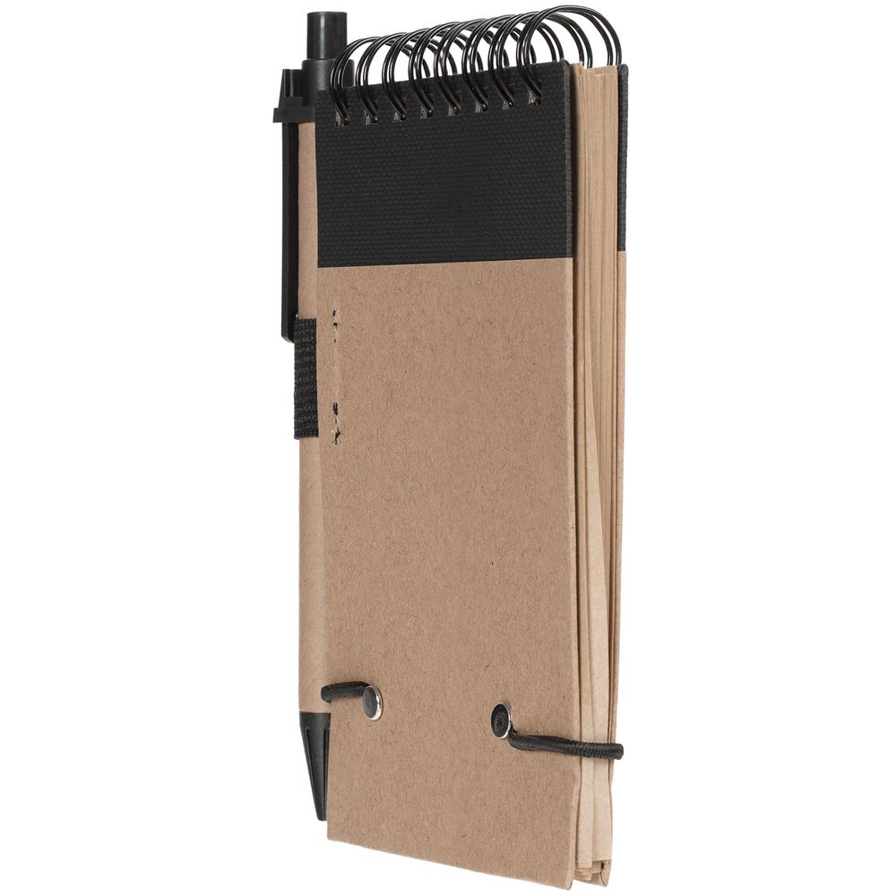 Блокнот на кольцах Eco Note с ручкой, черный-2