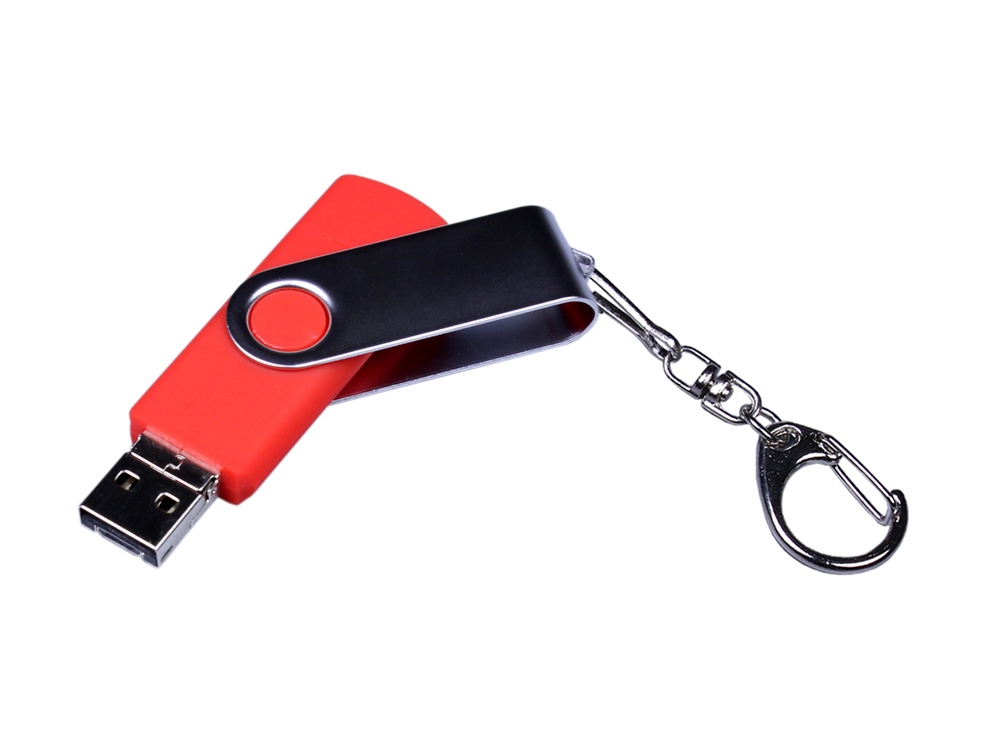 USB-флешка на 32 Гб поворотный механизм, c двумя дополнительными разъемами MicroUSB и TypeC, красный-1