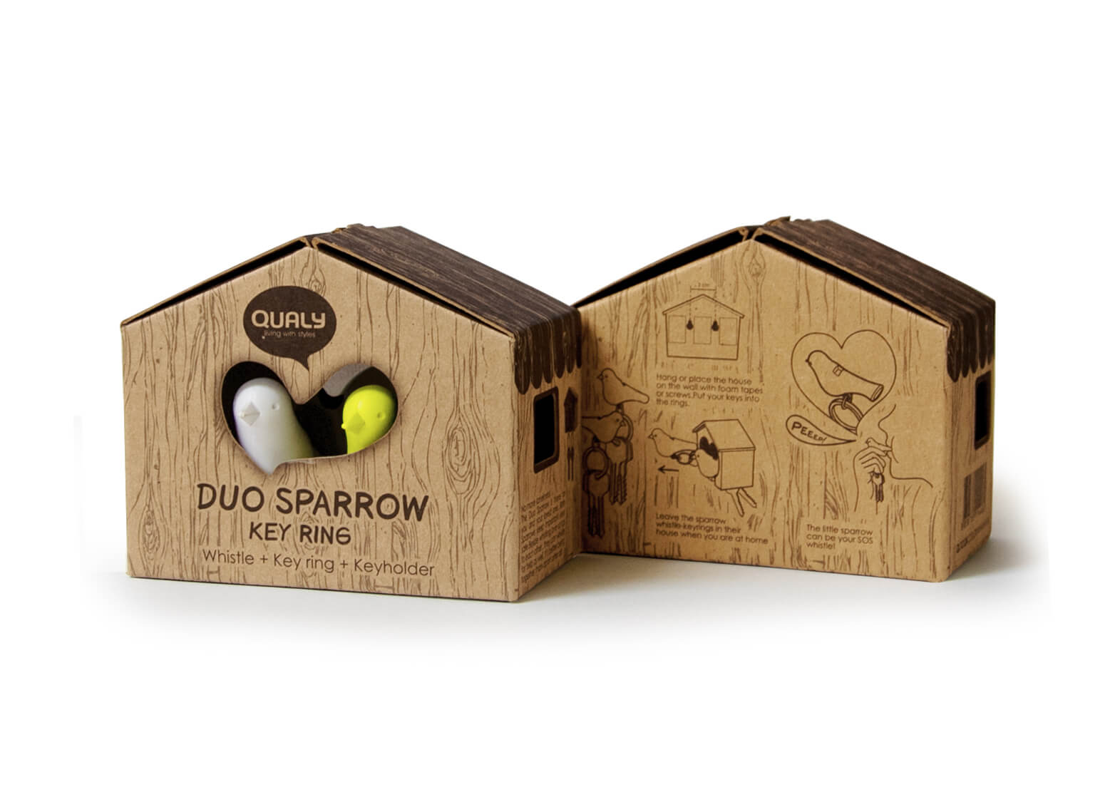 Держатель и брелок для ключей Duo Sparrow, Черно-Белый-2