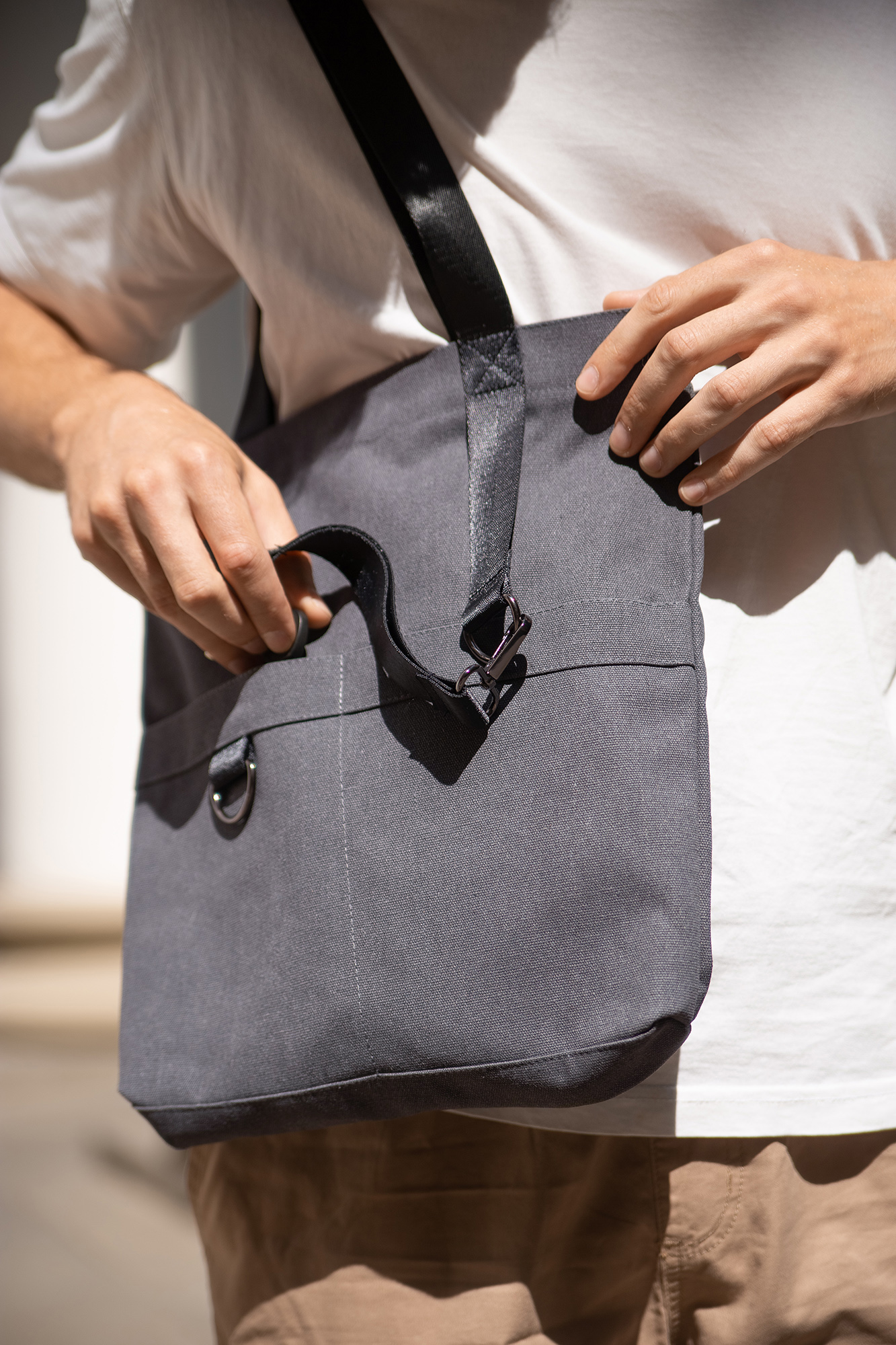Шоппер Superbag ZIP, с двумя карманами и молнией (серый)-5