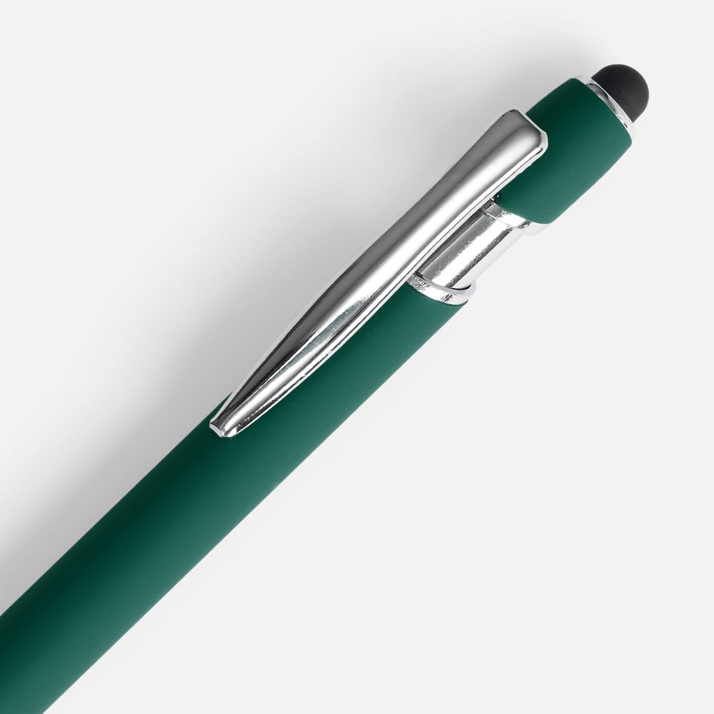 Ручка шариковая Pointer Soft Touch со стилусом, зеленая-3