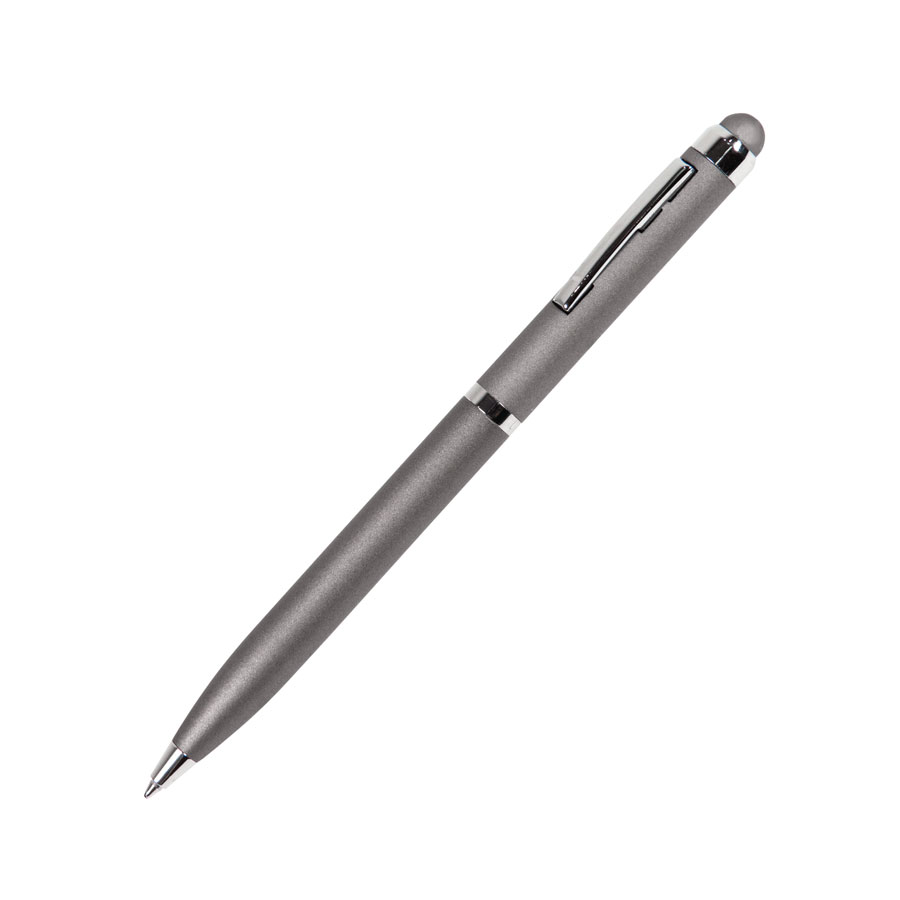 Ручка шариковая со стилусом CLICKER TOUCH, серый, серебристый-0