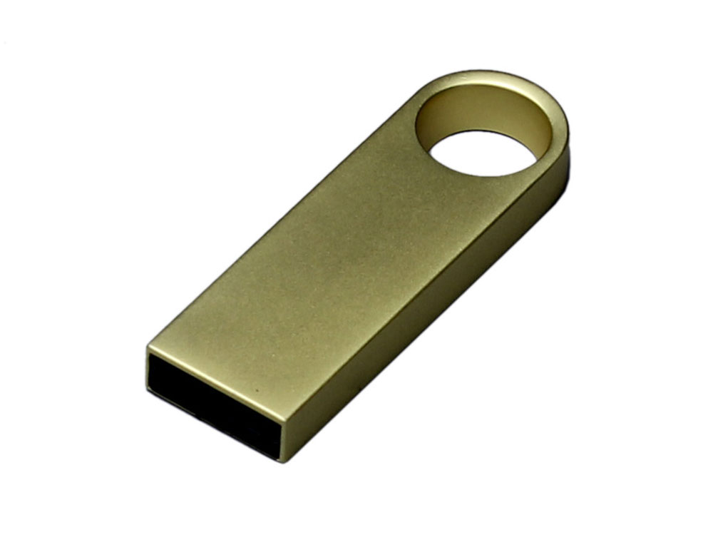 USB 2.0-флешка на 128 Гб с мини чипом и круглым отверстием, золотистый-1