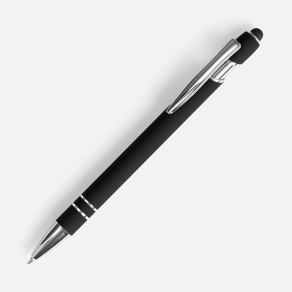 Ручка шариковая Pointer Soft Touch со стилусом, черная-1