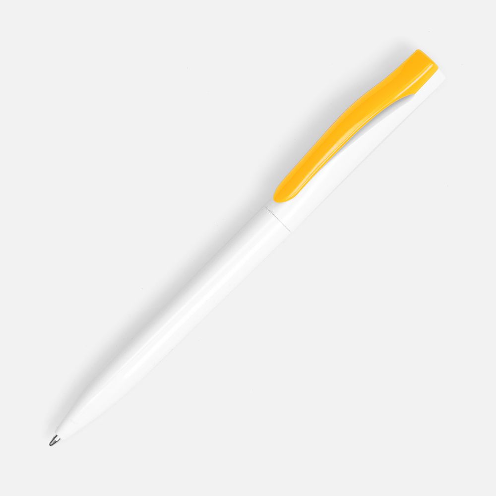 Ручка шариковая Pin, белая с желтым-0