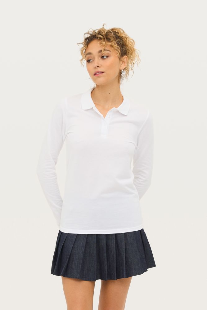 Рубашка поло женская с длинным рукавом Perfect LSL Women, белая-4