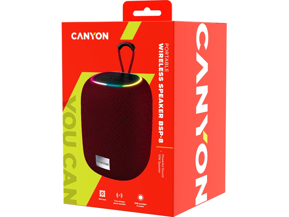 Беспроводная колонка Canyon BSP-8 (CNE-CBTSP8R), 10 Вт, бордовый-4