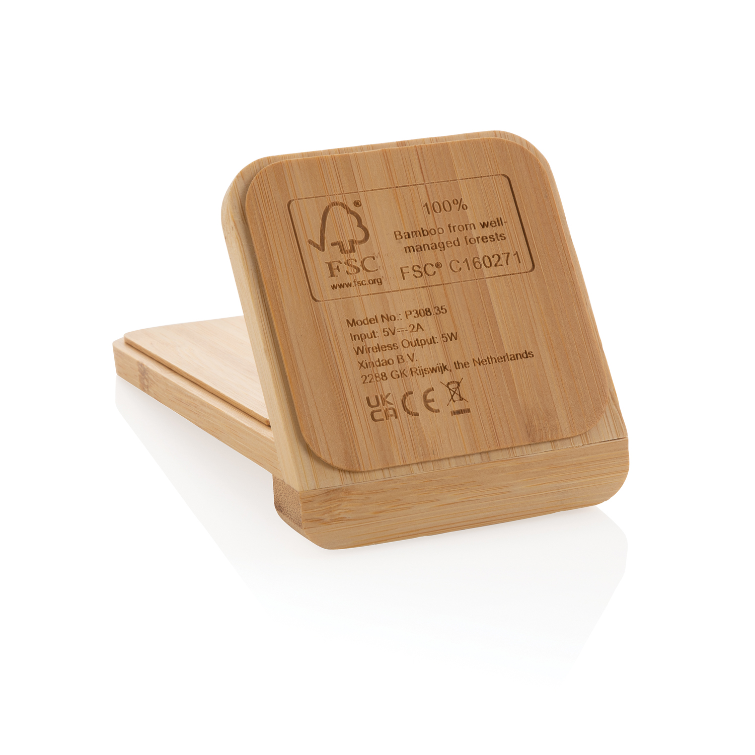 Док-станция Bamboo FSC® для беспроводной зарядки, 5 Вт-8