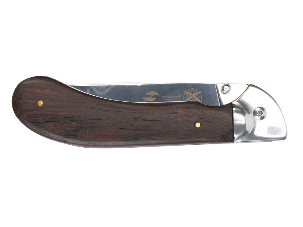 Нож складной Stinger, 105 мм, (серебристый), материал рукояти: сталь/дерево (серебристо-коричневый)-1