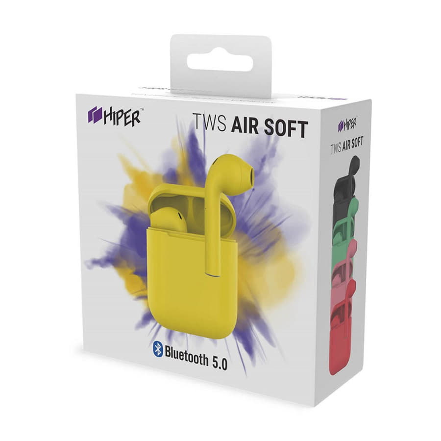 Наушники беспроводные с зарядным боксом TWS AIR SOFT, цвет желтый , желтый-4