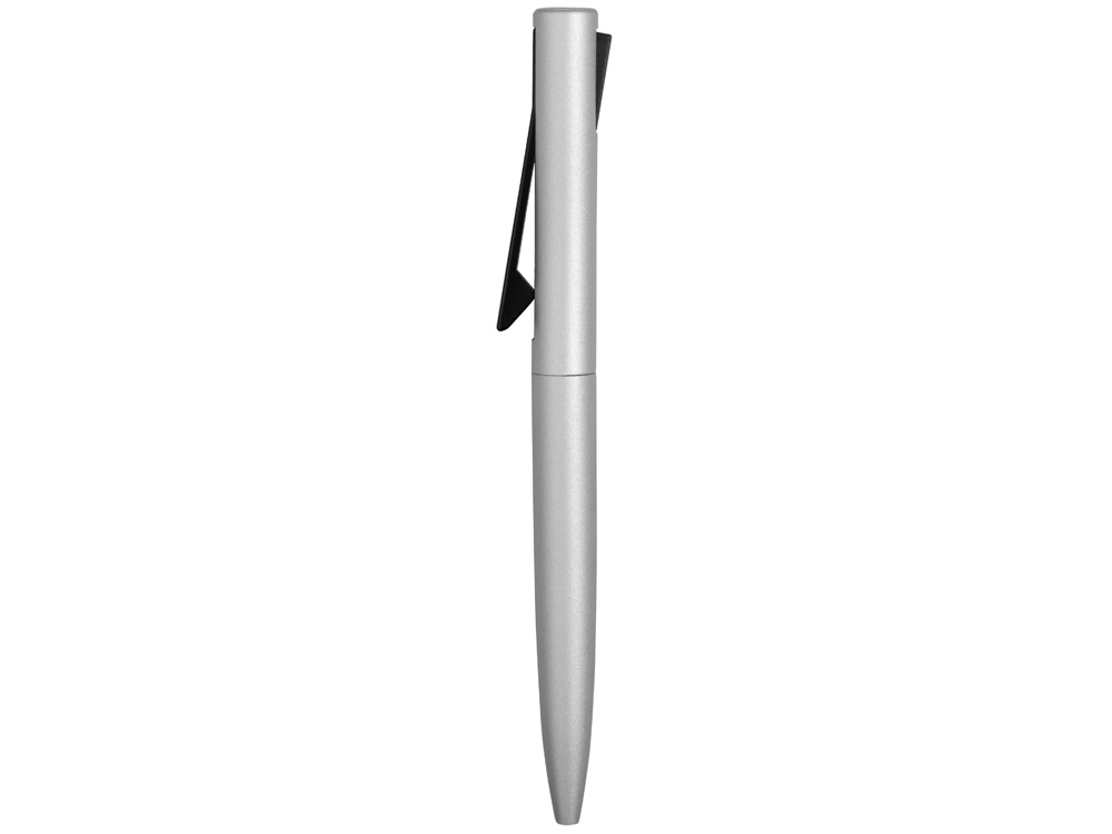 Ручка металлическая шариковая Bevel, серебристый/черный-4