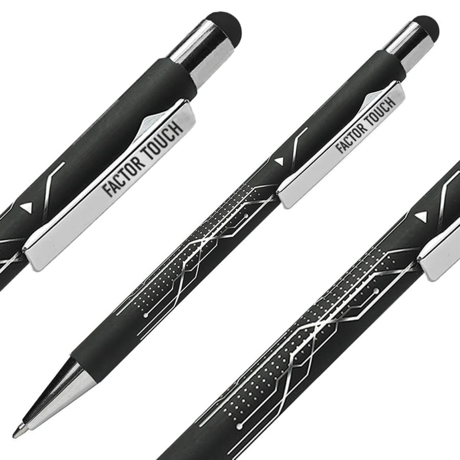 Ручка шариковая FACTOR TOUCH со стилусом, черный, серебристый-1