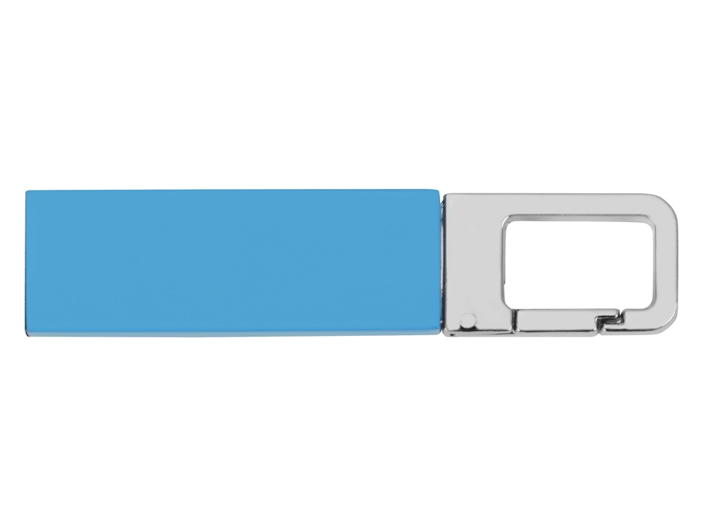 Флеш-карта USB 2.0 16 Gb с карабином Hook, голубой/серебристый-1