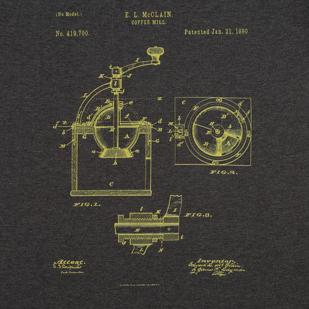Футболка приталенная Old Patents. Coffee Mill, черный меланж-3