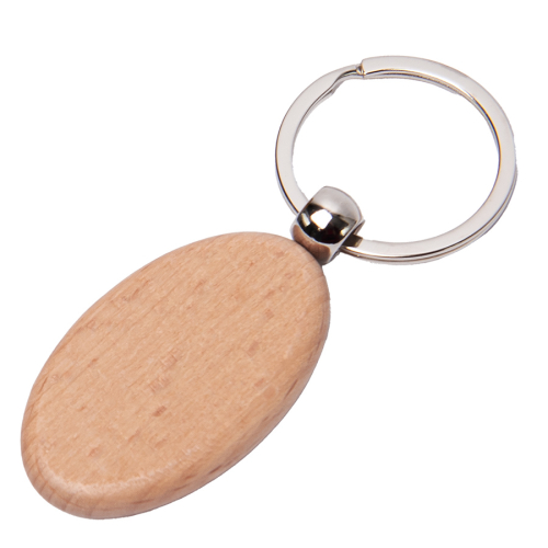 Брелок TIMBER OVAL; 5,2 x 3,2 см; дерево, бежевый