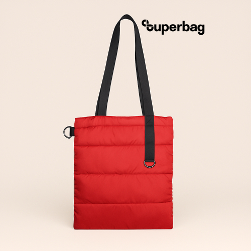 Шоппер Superbag Bubble, стёганый, с магнитной кнопкой (красный с чёрным)