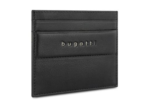 Портмоне для кредитных карт BUGATTI НОМ | NOME, с защитой данных RFID, черное, натуральная воловья кожа, 10,2х0,3х8,2 см