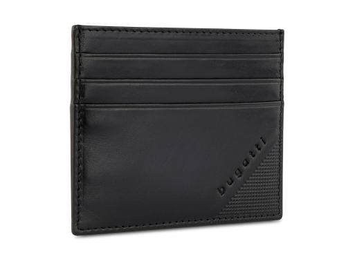 Портмоне для кредитных карт BUGATTI АРИСТОКРАТ | NOBILE, с защитой данных RFID, черное, натуральная воловья кожа, 10х0,3х8 см