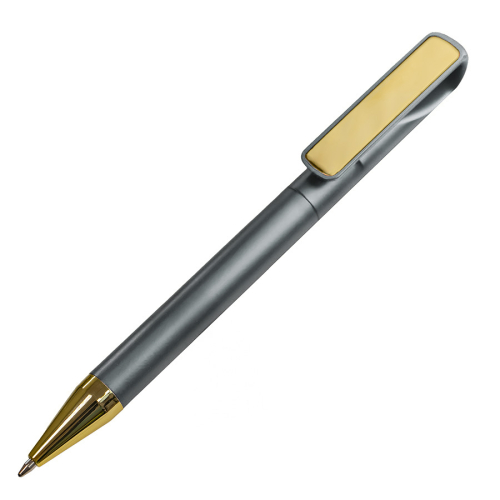 Ручка шариковая GLOSSY GOLD, серебристый, золотистый