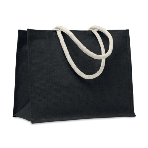 Jute bag with cotton handle, черный