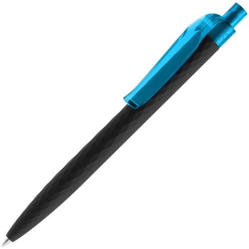 Ручка шариковая Prodir QS01 PRT-T Soft Touch, черная с голубым