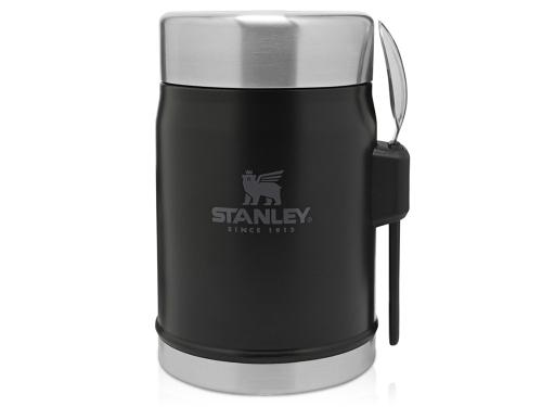 Банка для еды объемом 400 мл с ложкой-вилкой Stanley Legendary - черный матовый